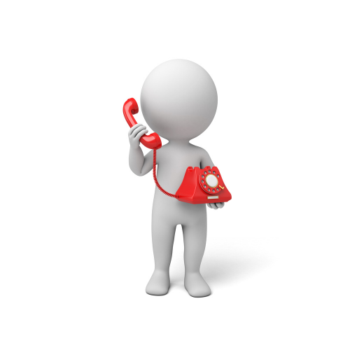 3D figure making phone call with red telephone - contact EFW Gas